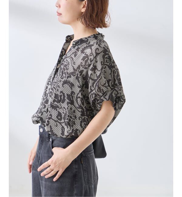 journal standard L'essage「IPEKERフラワー/無地タックスリーブシャツ」|シャツ・ブラウス|ブラック A