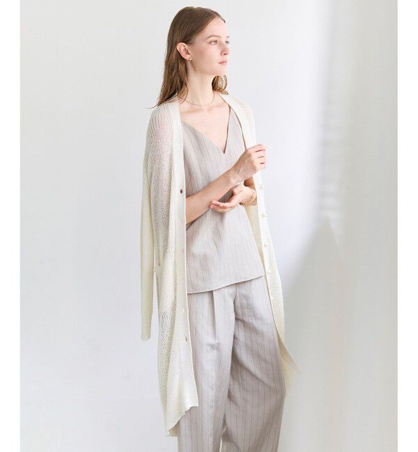 BEIGE,「【ロングセラー・新色追加】OPTICAL / ペーパーヤーンシアーロングカーディガン」|カーディガン|Ecru