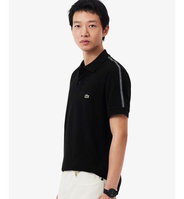 LACOSTE「【EC限定】ショルダーテーピング 鹿の子ポロシャツ」|ポロシャツ|ブラック
