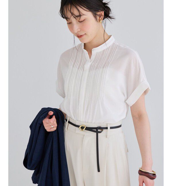 VIS「【夏トク価格】気流染めピコピンタック半袖ブラウス/接触冷感」|シャツ・ブラウス|
