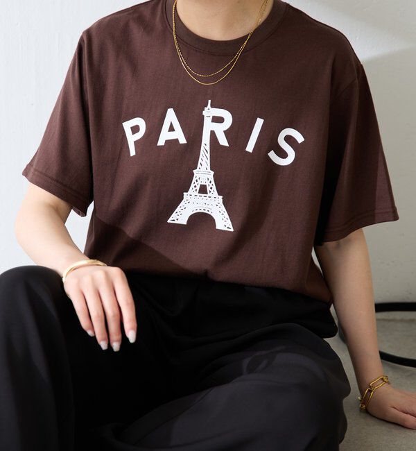  「【AMOU/アムー】パリロゴTシャツ」|Tシャツ・カットソー|ブラウン