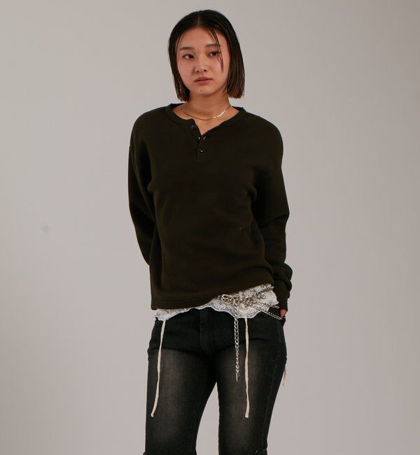 「【UNISEX】【Sourcream】ワッフルヘンリーL/STEE[26AW]」|Tシャツ・カットソー|