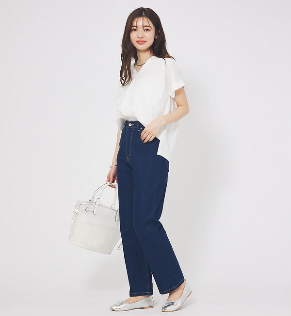 abahouse mavie「シルケットダブルVネックフレンチプルオーバー」|Tシャツ・カットソー|