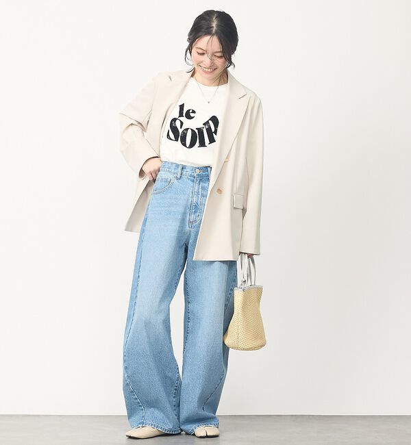 abahouse mavie「【新色チャコールグレー入荷】甘編み天竺フロッキープリントTシャツ」|Tシャツ・カットソー|