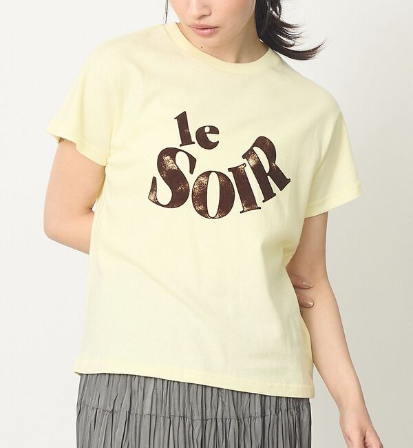 abahouse mavie「【新色チャコールグレー入荷】甘編み天竺フロッキープリントTシャツ」|Tシャツ・カットソー|イエロー