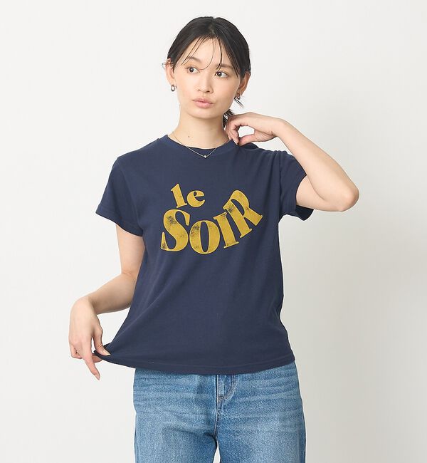 abahouse mavie「【新色チャコールグレー入荷】甘編み天竺フロッキープリントTシャツ」|Tシャツ・カットソー|