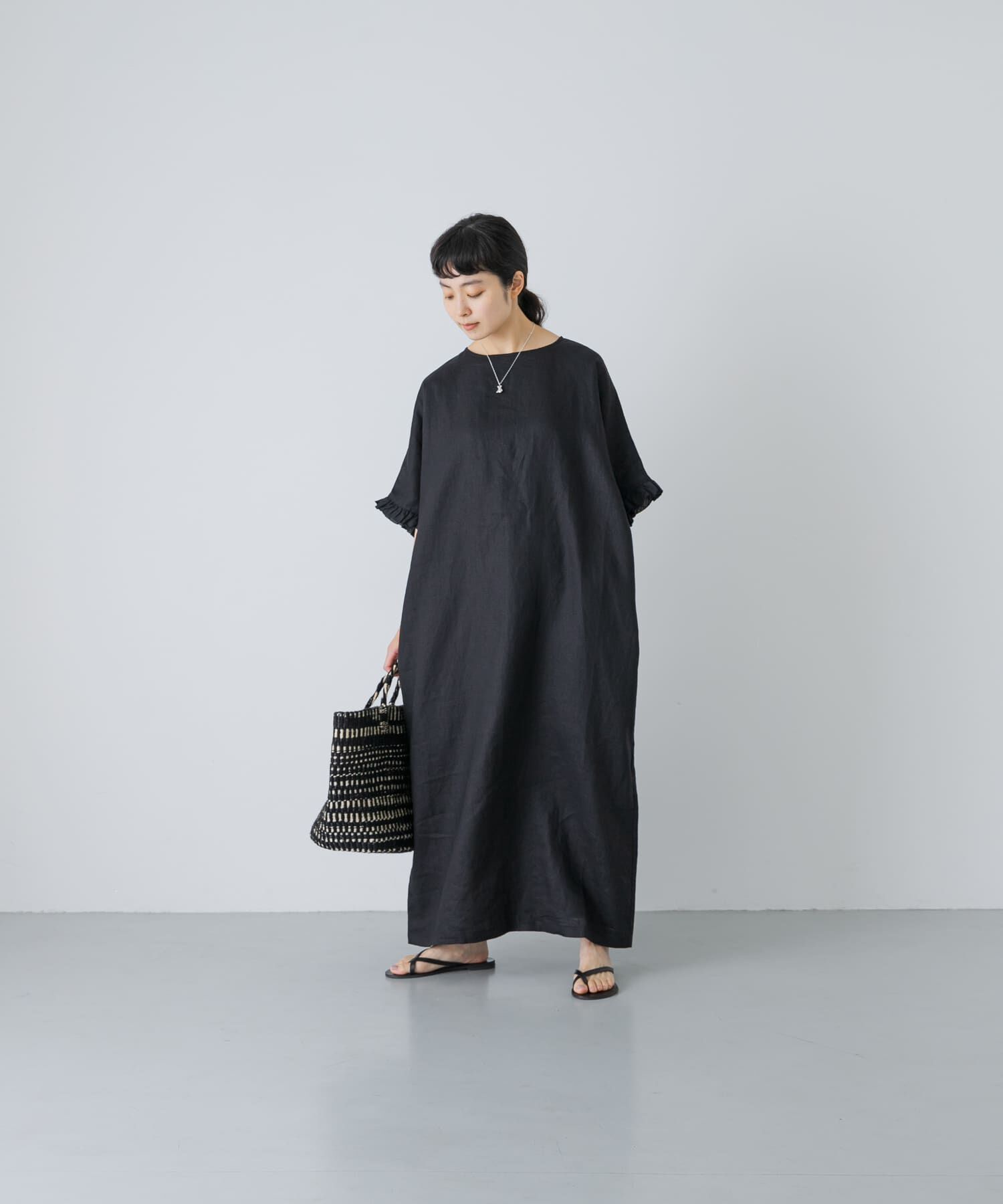 かぐれ「『2サイズ展開』リネンフリルスリーブワンピース」|ワンピース|