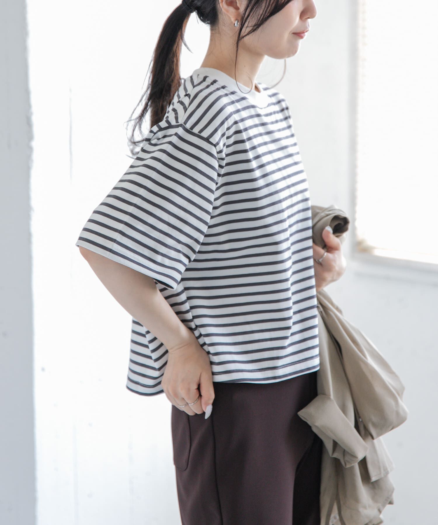 URBAN RESEARCH DOORS「FORK&SPOON　ショルダータックTシャツ」|Tシャツ・カットソー|