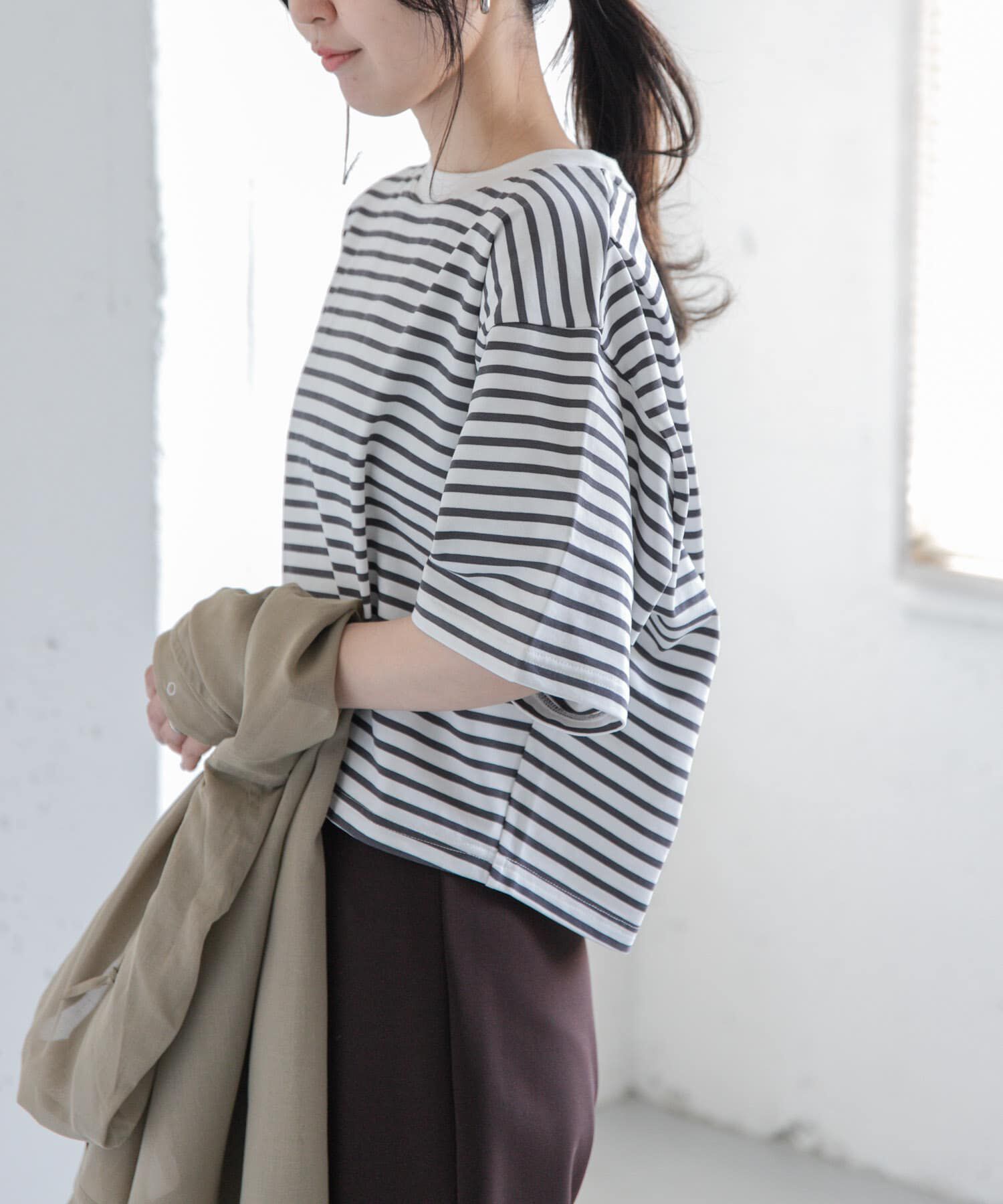 URBAN RESEARCH DOORS「FORK&SPOON　ショルダータックTシャツ」|Tシャツ・カットソー|