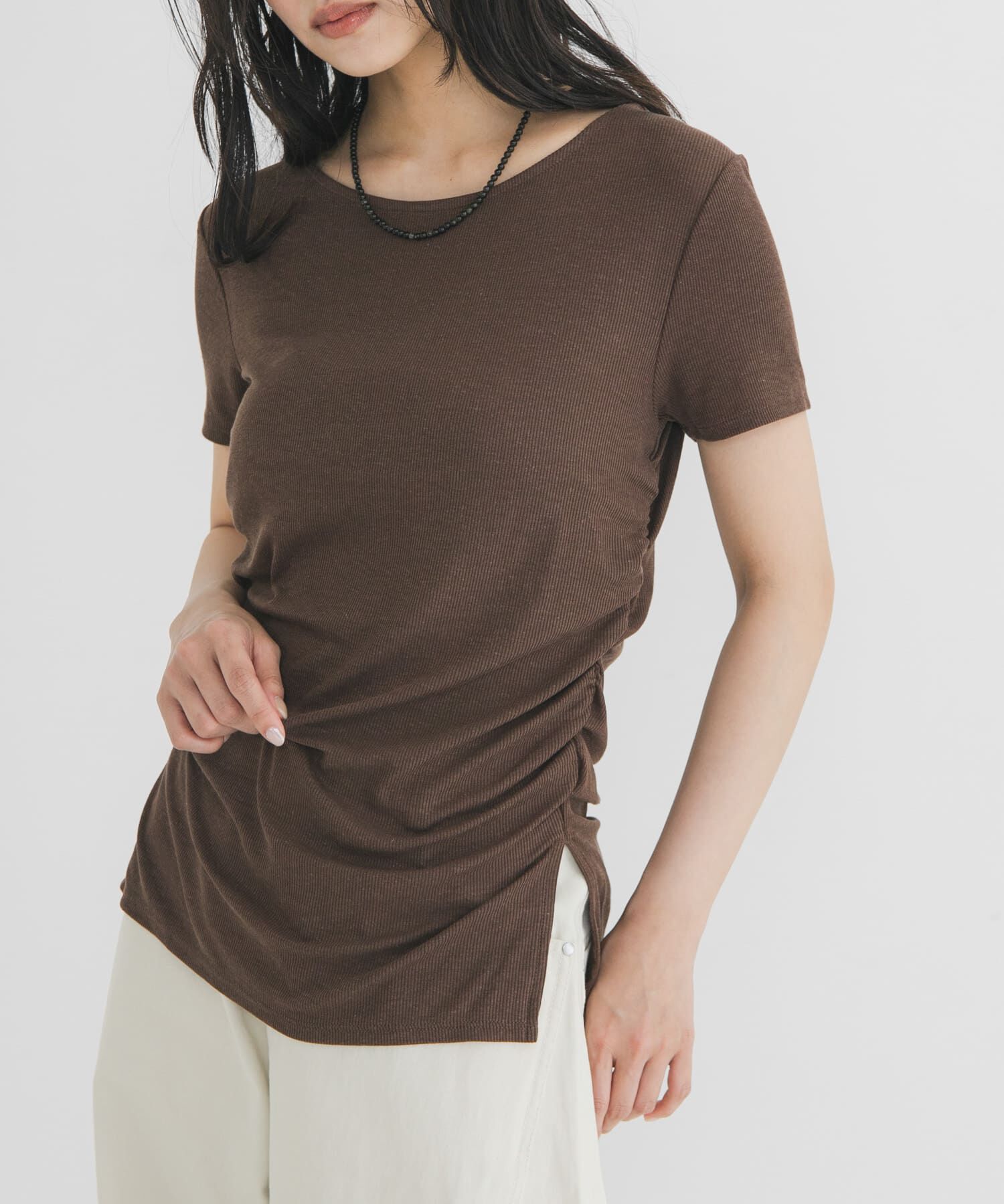  「シャーリングスリットTEE」|Tシャツ・カットソー|