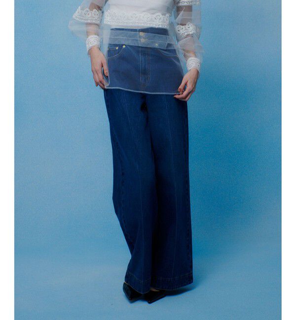 LOULOU WILLOUGHBY「ハイウエストワイドデニムパンツ」|デニム|