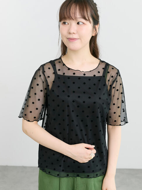 Samansa Mos2「◆フロッキードットプルオーバー&キャミ」|Tシャツ・カットソー|