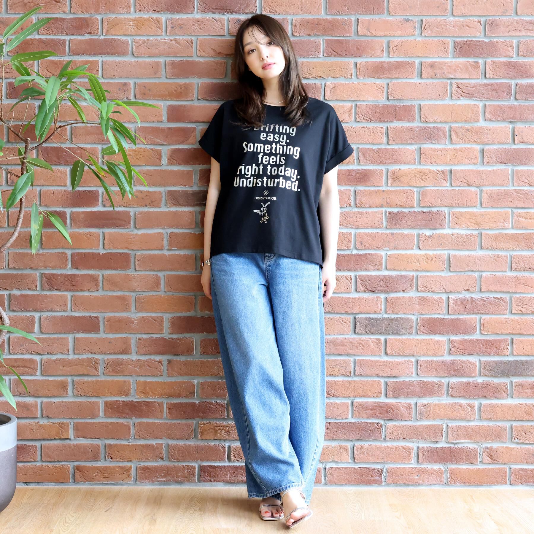 DRESSTERIOR「【箔ロゴ】箔プリントドルマンスリーブ Tシャツ」|Tシャツ・カットソー|