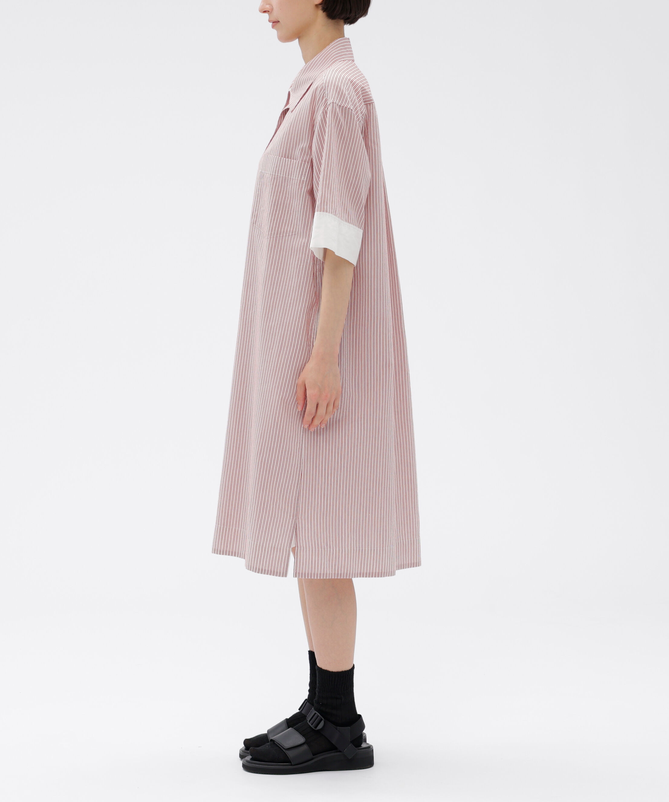  「DOUBLE STRIPE COTTON SILK DRESS」|ワンピース|