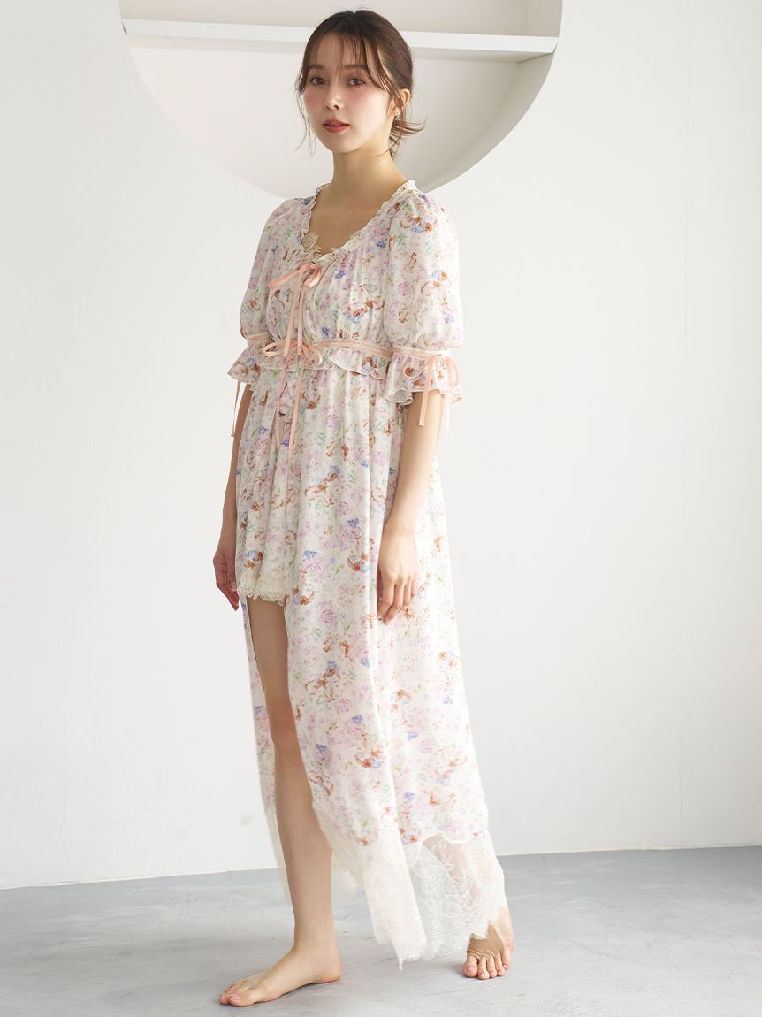 SNIDEL HOME「シフォンレースガウン」|ルームウェア|