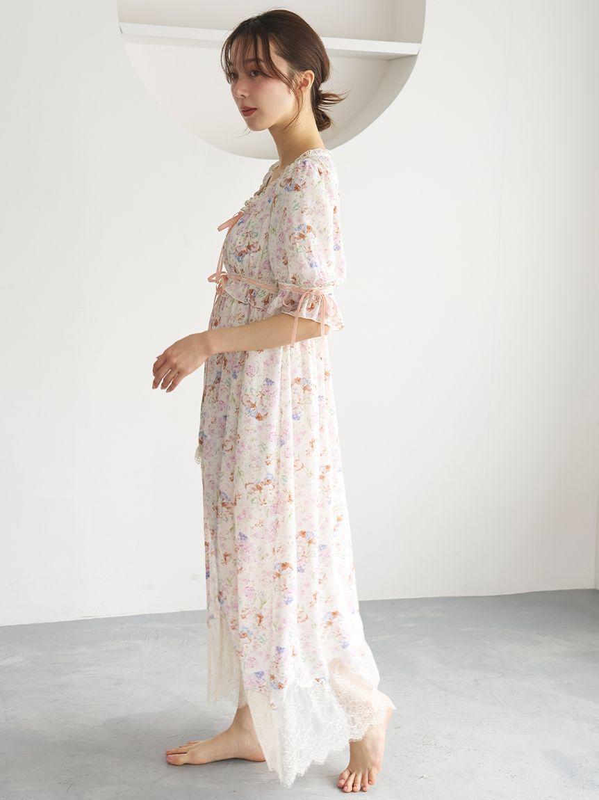SNIDEL HOME「シフォンレースガウン」|ルームウェア|