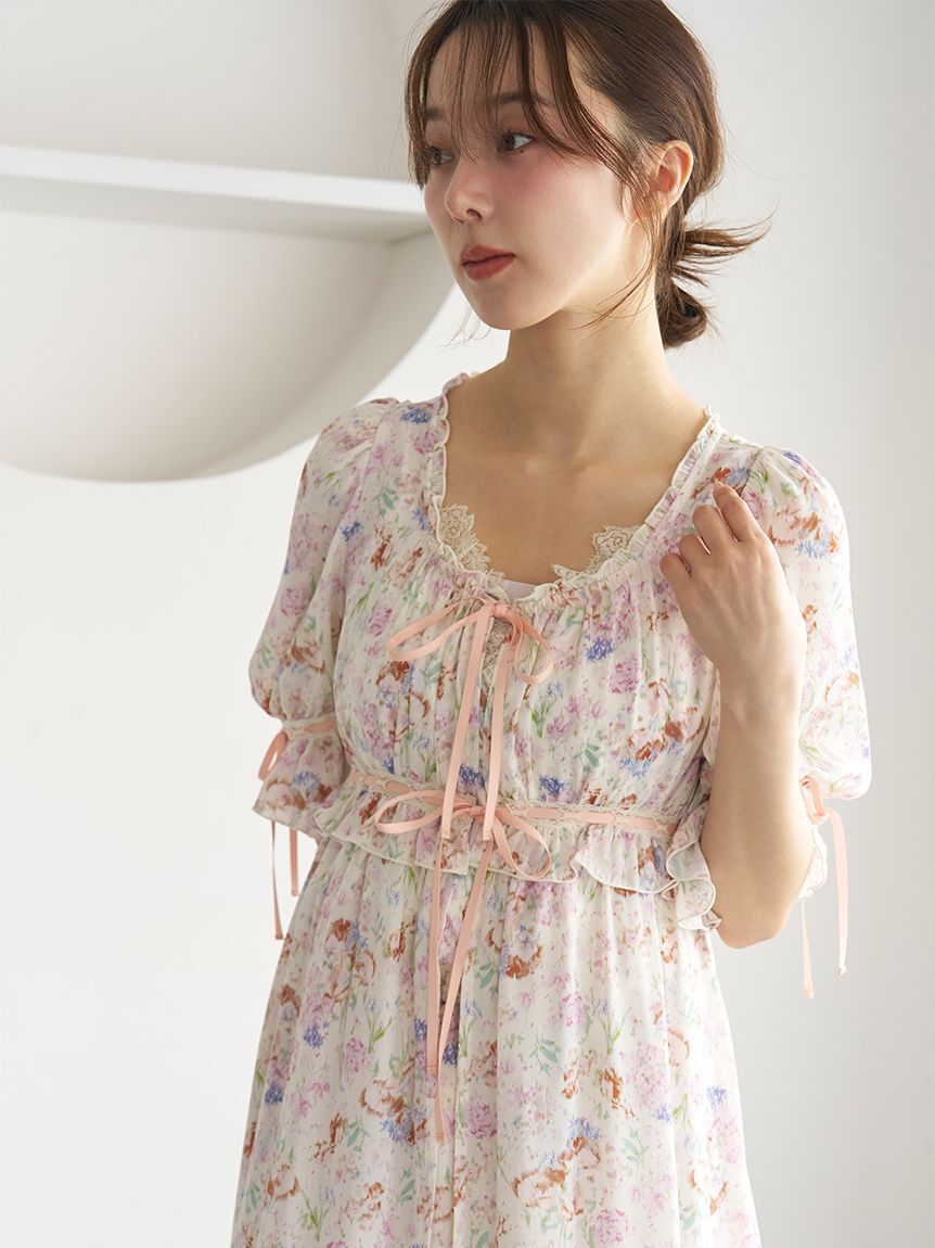 SNIDEL HOME「シフォンレースガウン」|ルームウェア|