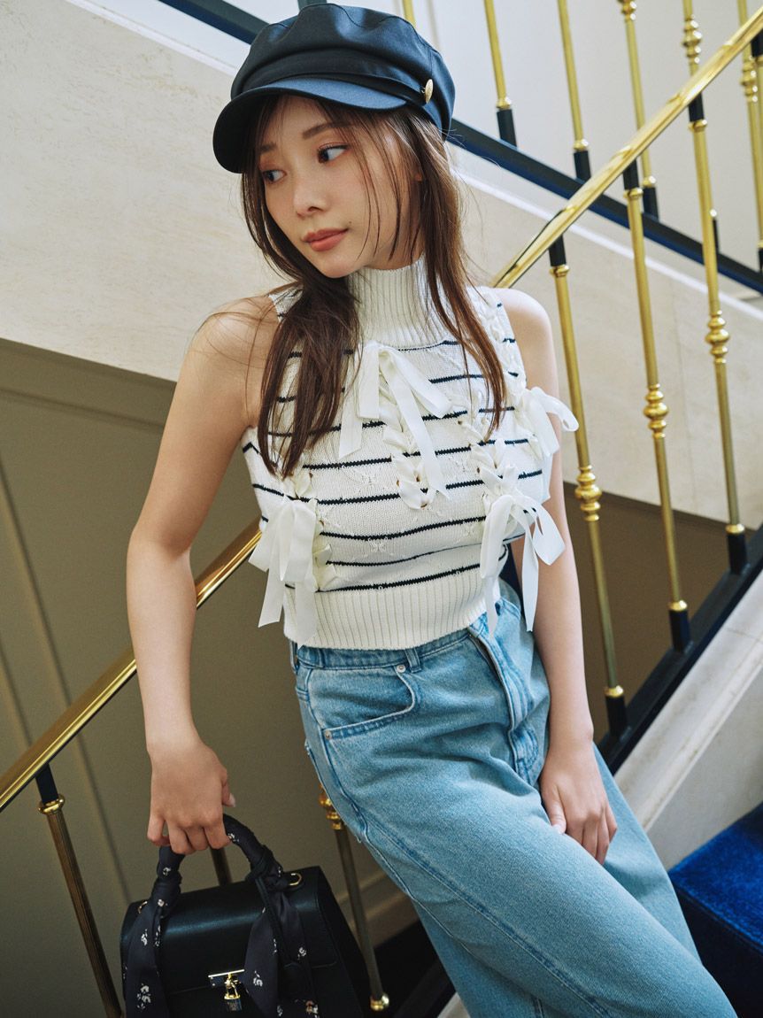 SNIDEL「デザインワイドパンツ」|デニム|