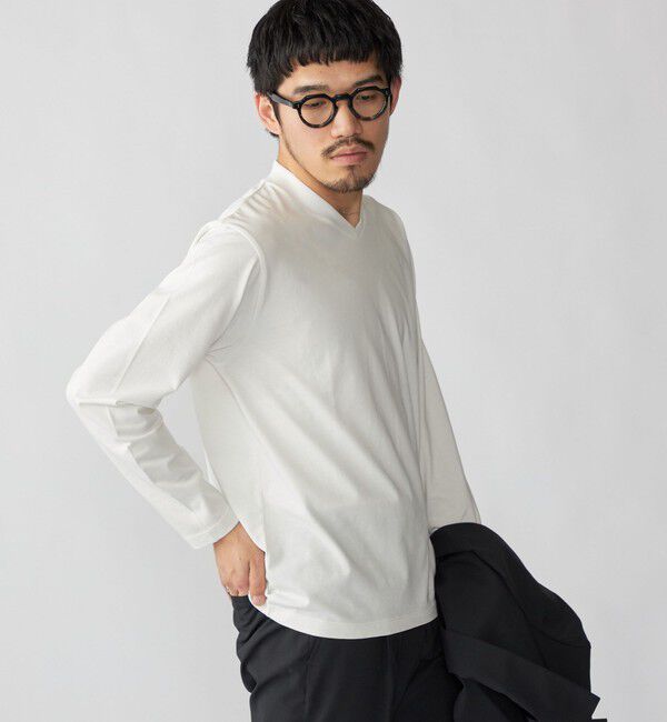 SHIPS「【WEB限定】SHIPS:〈手洗い可能/抗菌/防臭〉シルケット ビズ Vネック ロングスリーブ」|Tシャツ・カットソー|