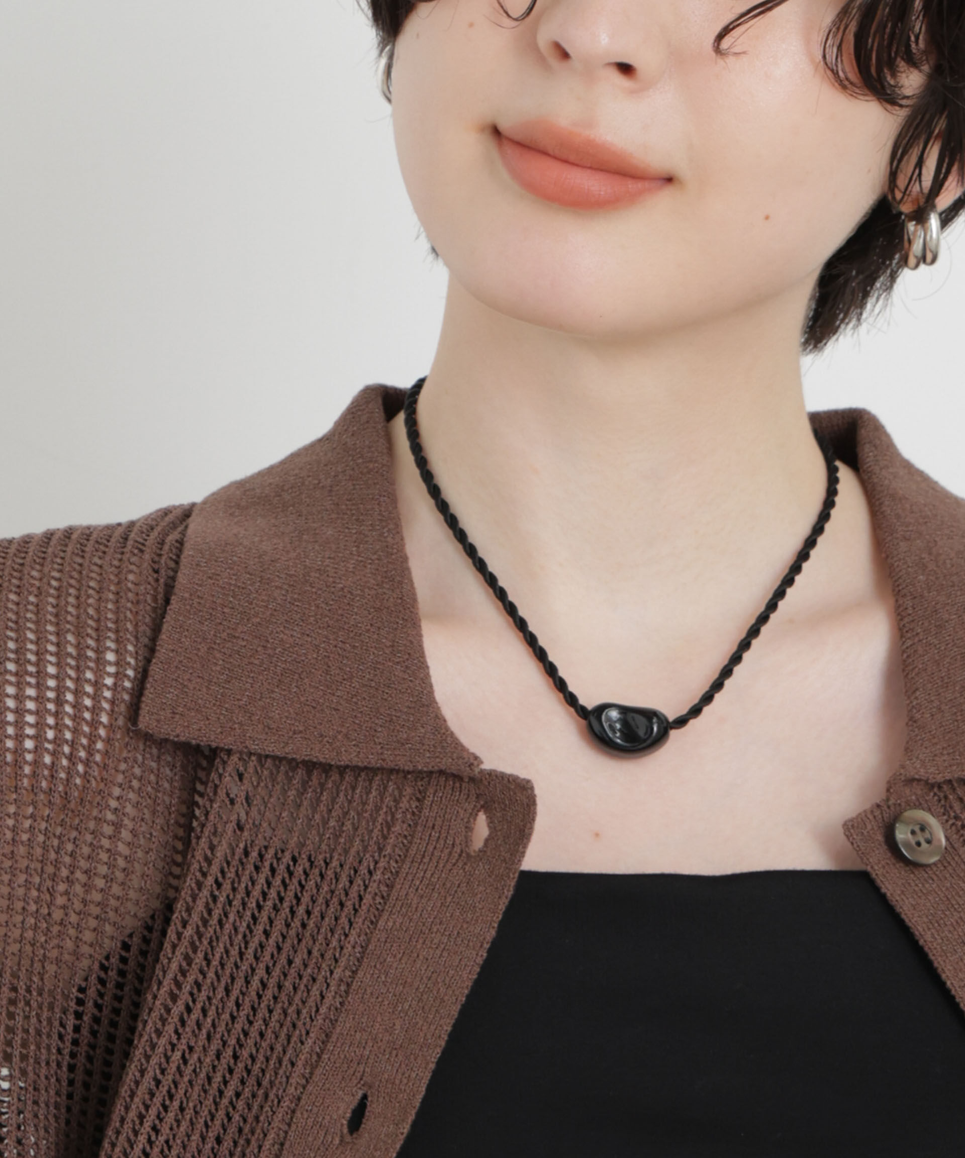 NANO universe「JAMIRAY/MINI BEAN SILK CORD NK」|ネックレス|ブラック