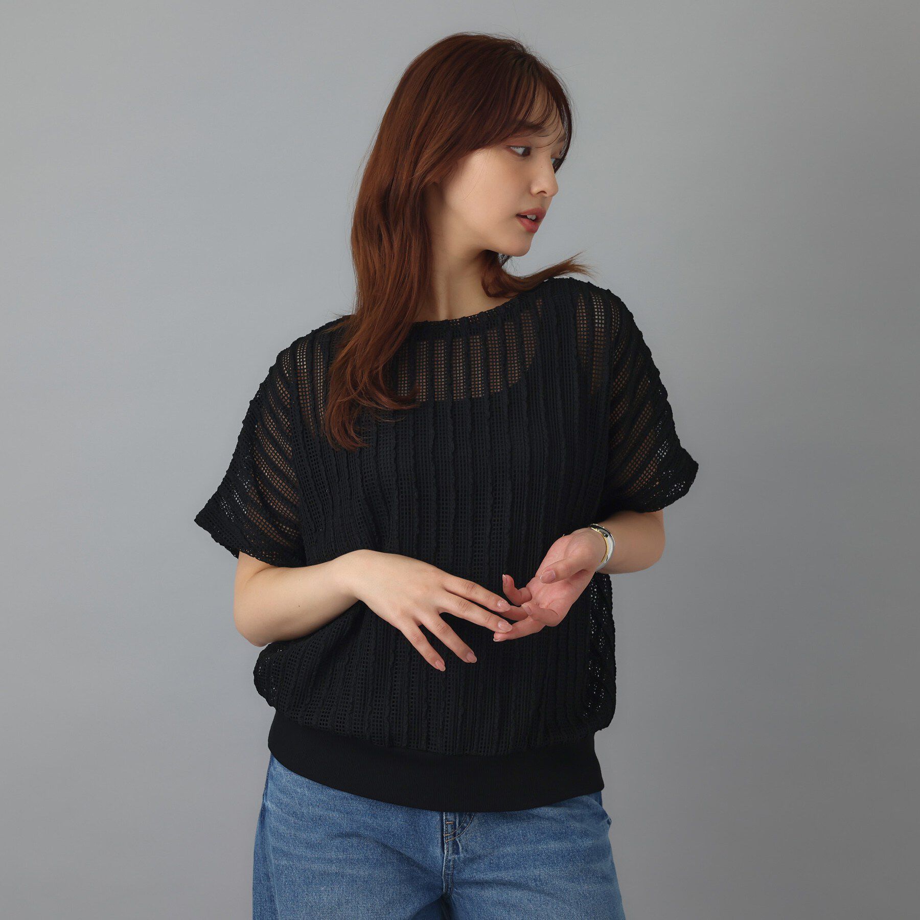 DRESSTERIOR「シアーメッシュプルオーバー」|Tシャツ・カットソー|