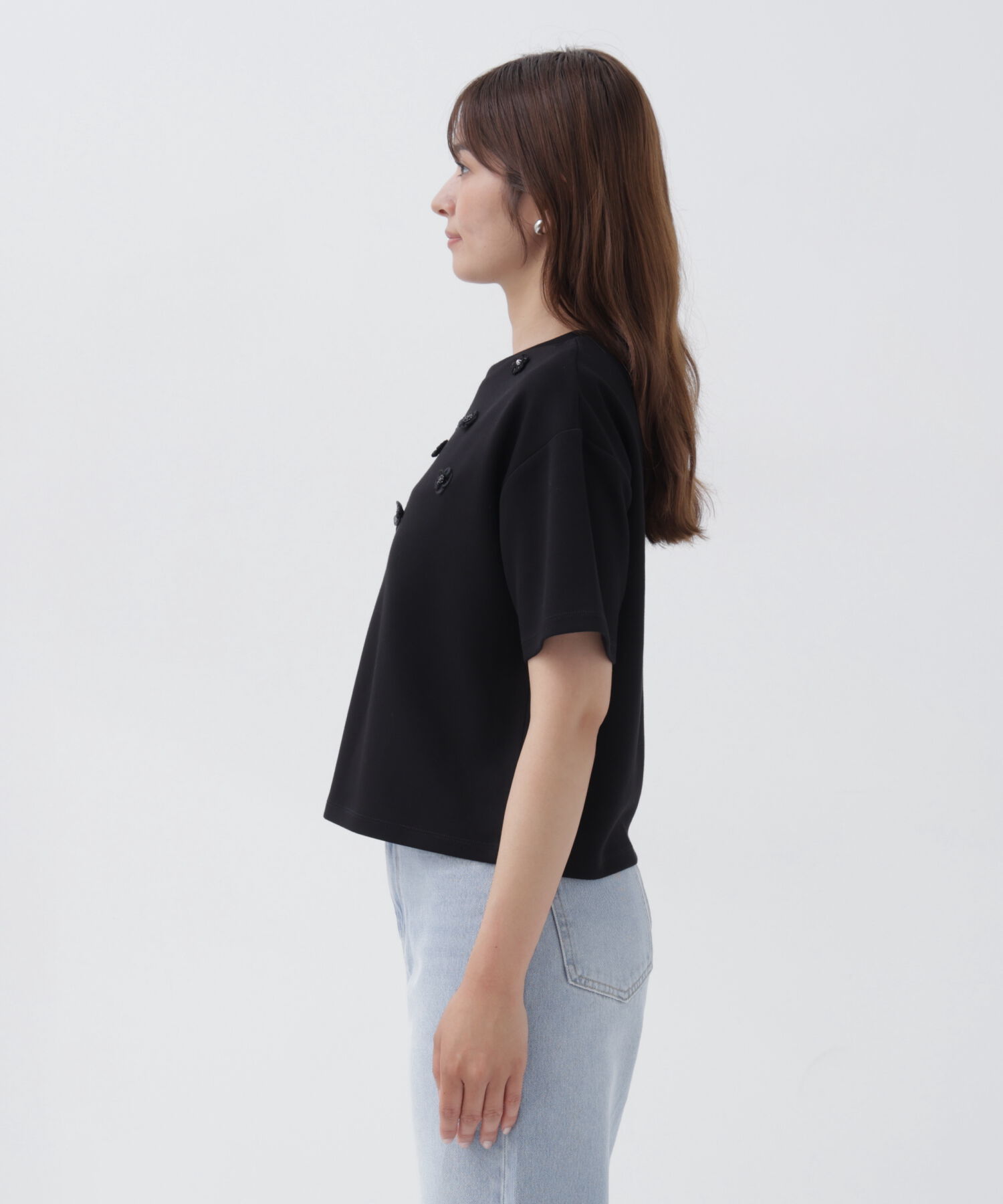  「フラワーモチーフカットソー」|Tシャツ・カットソー|