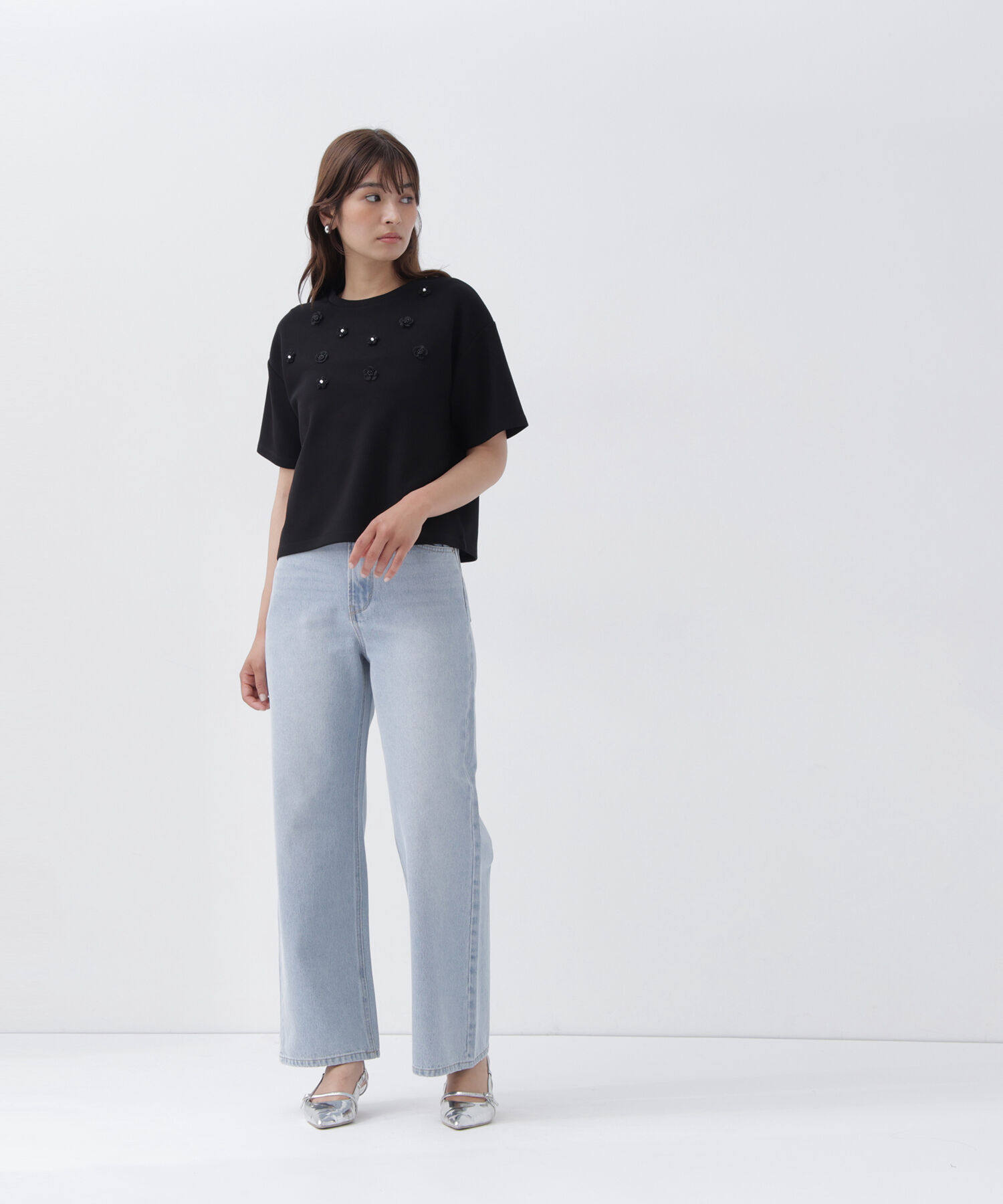  「フラワーモチーフカットソー」|Tシャツ・カットソー|