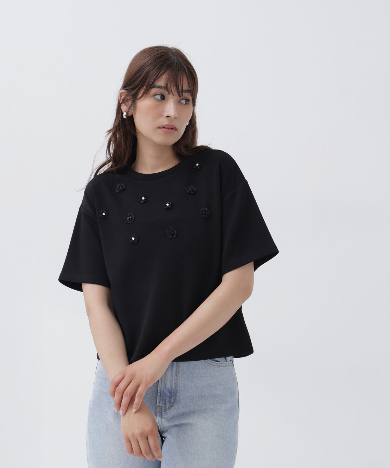  「フラワーモチーフカットソー」|Tシャツ・カットソー|
