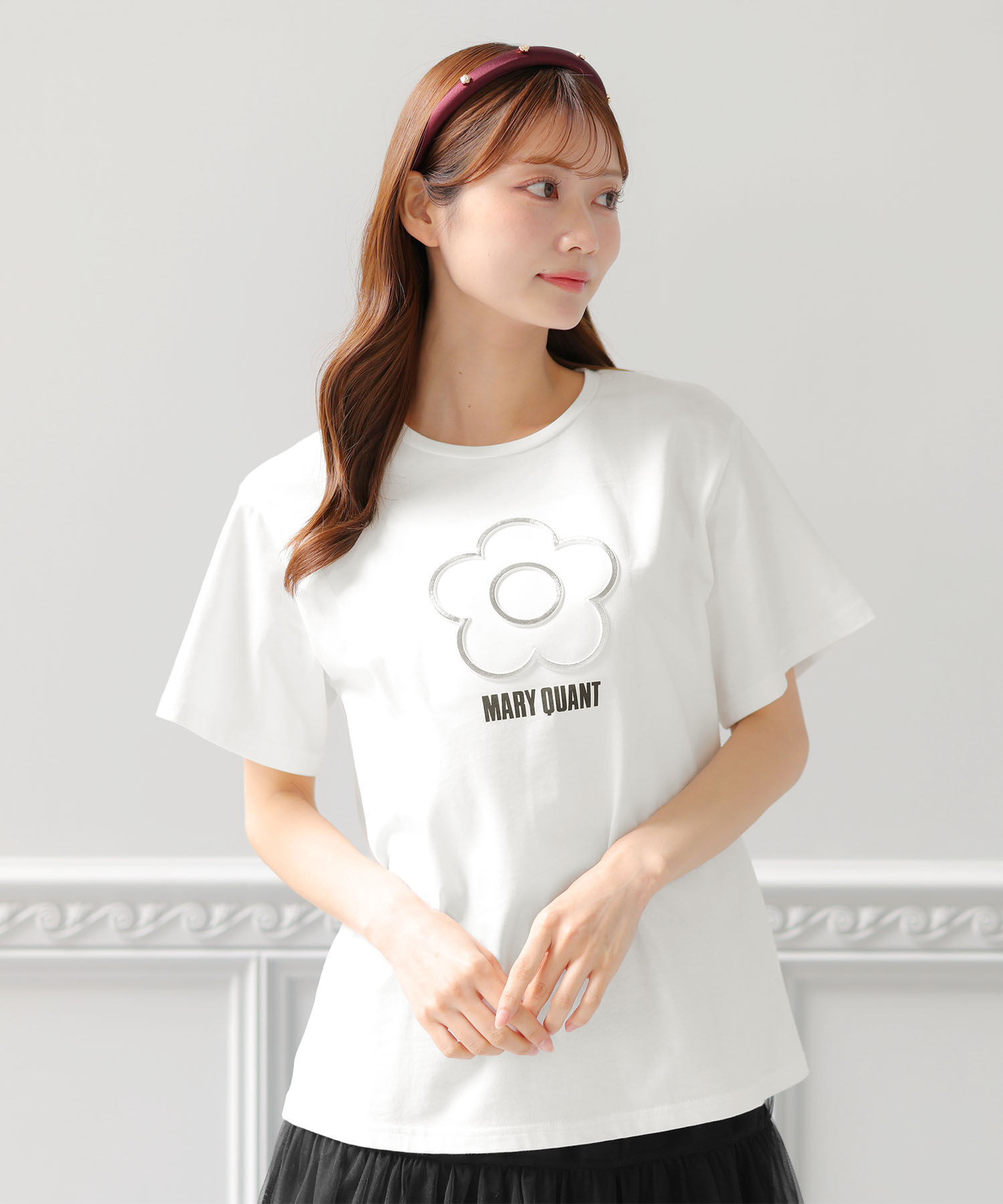 MARY QUANT「エンボスプリント Tシャツ」|Tシャツ・カットソー|ホワイト
