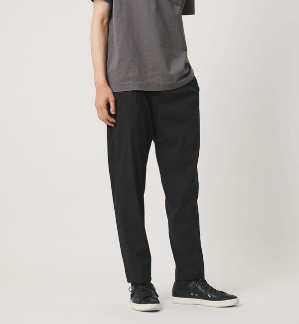 UNITED ARROWS「ウェザーコンフォート メランジ キャロット 1プリーツパンツ 撥水 ヨコストレッチ」|チノ|BLACK