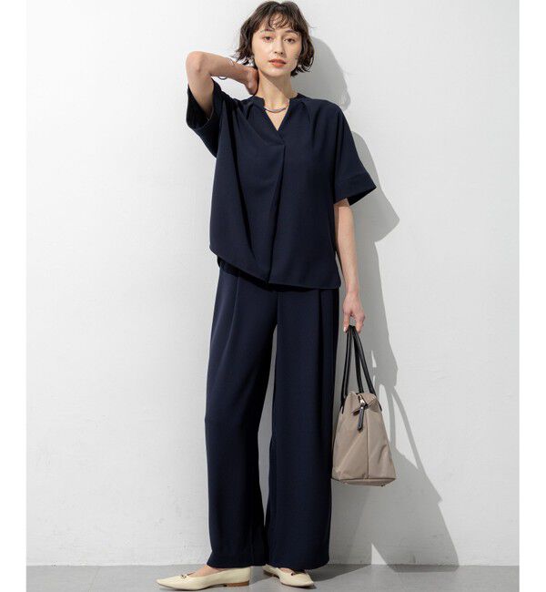 23区「ストレッチジョーゼット キーネック ブラウス」|Tシャツ・カットソー|
