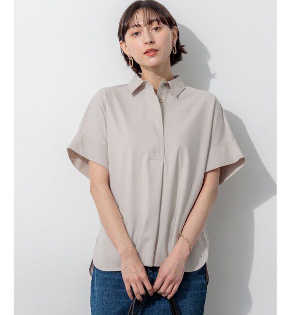 23区「ファインツイストポンチ スキッパー カットソー」|Tシャツ・カットソー|ベージュ系