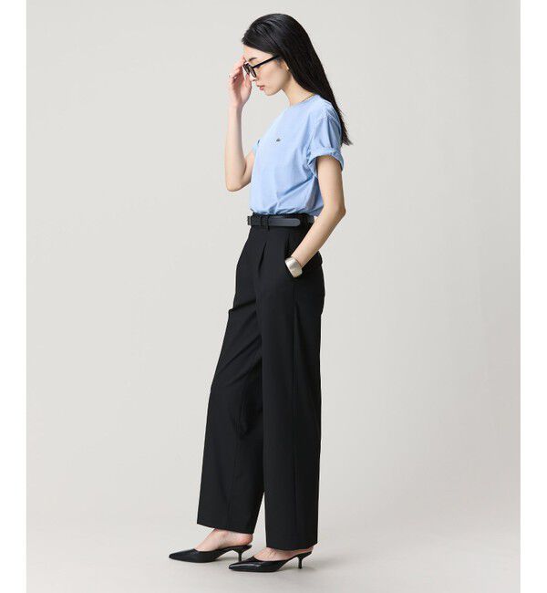 LACOSTE「クロップド丈 ピグメントダイTシャツ」|Tシャツ・カットソー|