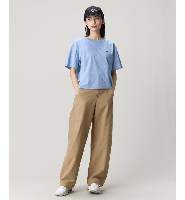 LACOSTE「クロップド丈 ピグメントダイTシャツ」|Tシャツ・カットソー|