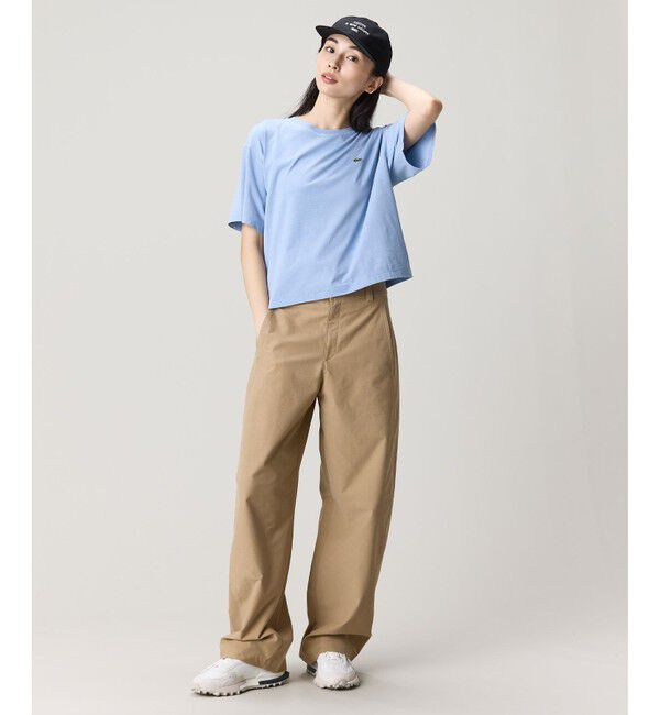 LACOSTE「クロップド丈 ピグメントダイTシャツ」|Tシャツ・カットソー|