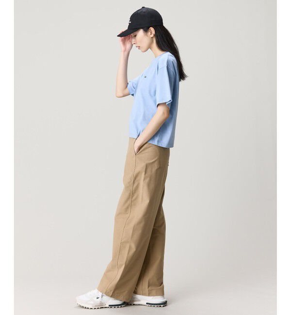 LACOSTE「クロップド丈 ピグメントダイTシャツ」|Tシャツ・カットソー|