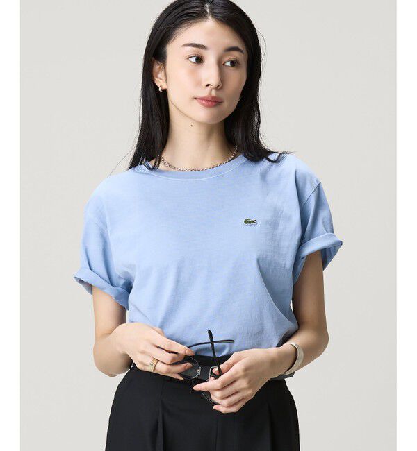 LACOSTE「クロップド丈 ピグメントダイTシャツ」|Tシャツ・カットソー|