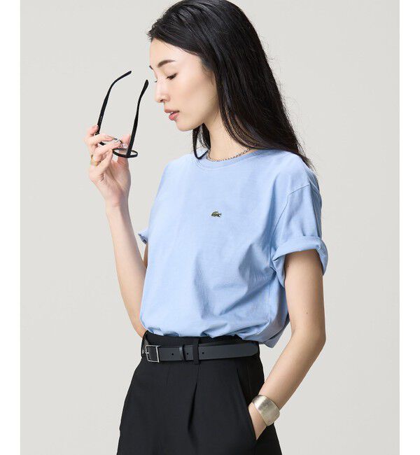 LACOSTE「クロップド丈 ピグメントダイTシャツ」|Tシャツ・カットソー|