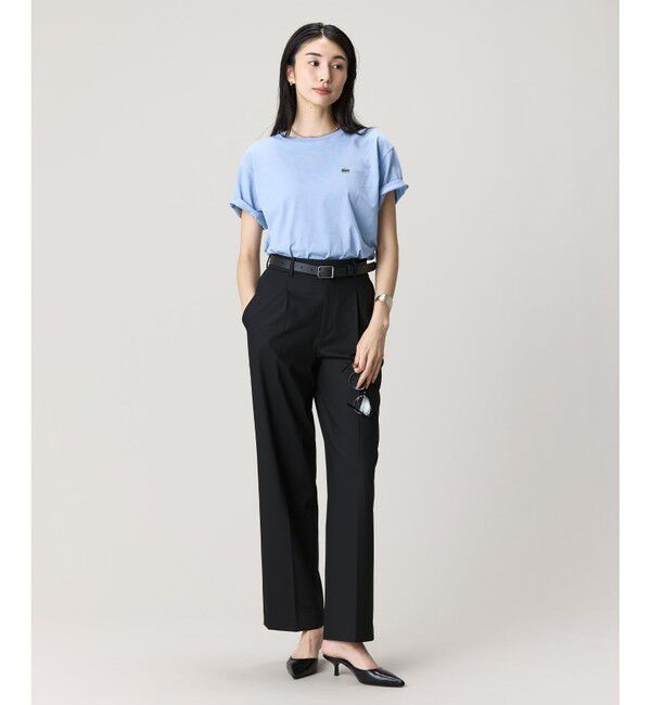 LACOSTE「クロップド丈 ピグメントダイTシャツ」|Tシャツ・カットソー|