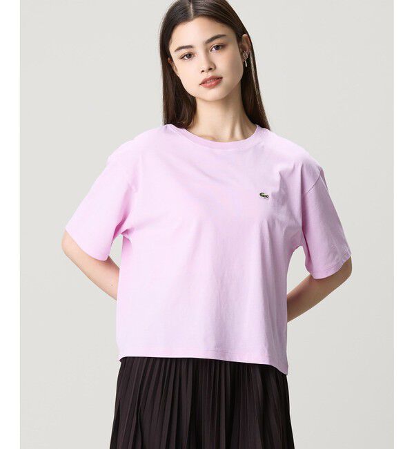 LACOSTE「クロップド丈 ピグメントダイTシャツ」|Tシャツ・カットソー|