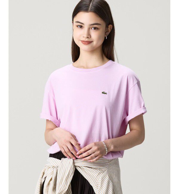 LACOSTE「クロップド丈 ピグメントダイTシャツ」|Tシャツ・カットソー|