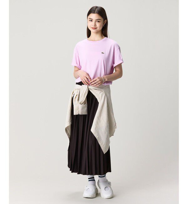 LACOSTE「クロップド丈 ピグメントダイTシャツ」|Tシャツ・カットソー|