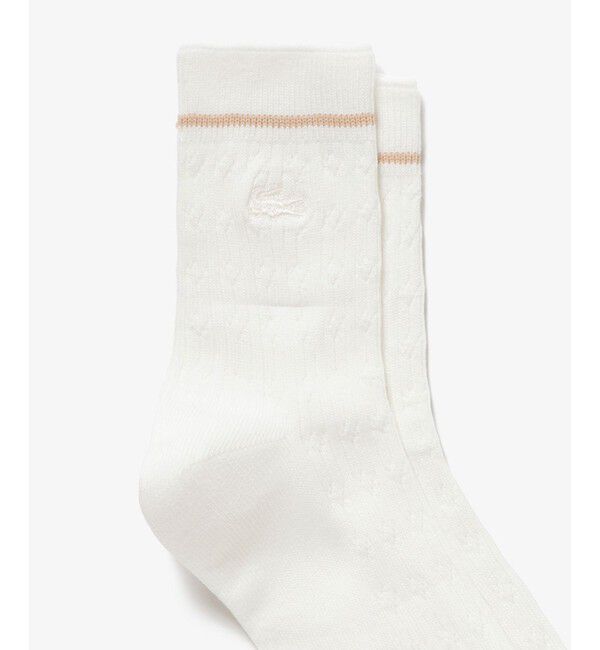 LACOSTE「配色ラインケーブルニットソックス 22-24cm」|ソックス|