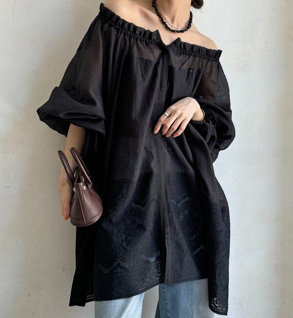アンミヌ　シアーレースチュニックブラウス（BLACK） レースチュニックブラウス｜ルミネのファッション通販アイルミネ<i LUMINE>