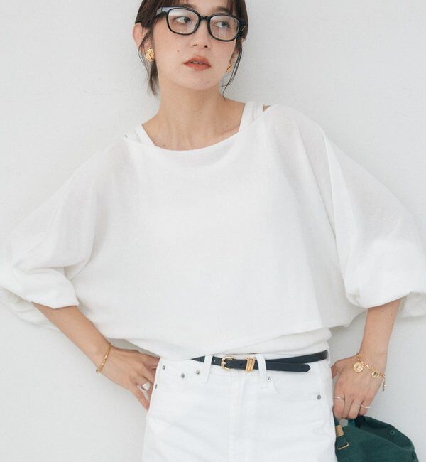  「予約【A・MONN】【セット着用可】cropped KNIT」|ニット・セーター|オフホワイト