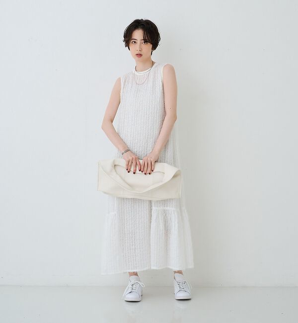 Rouge vif「【人気追加】フェザーノースリーブワンピース【予約】」|ワンピース|