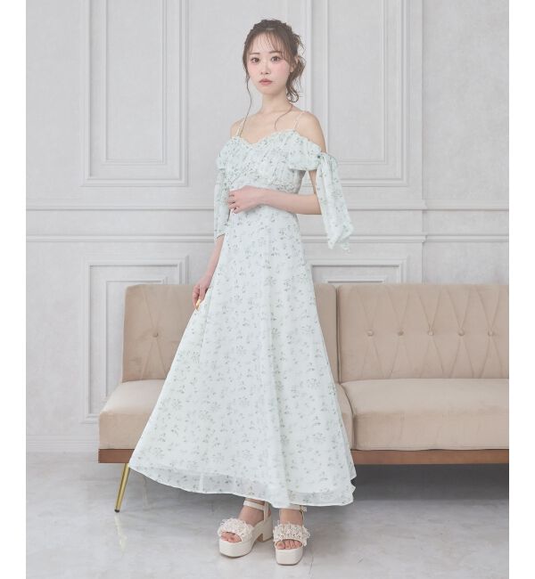  「リボンスリーブシフォンキャミワンピース」|ワンピース|