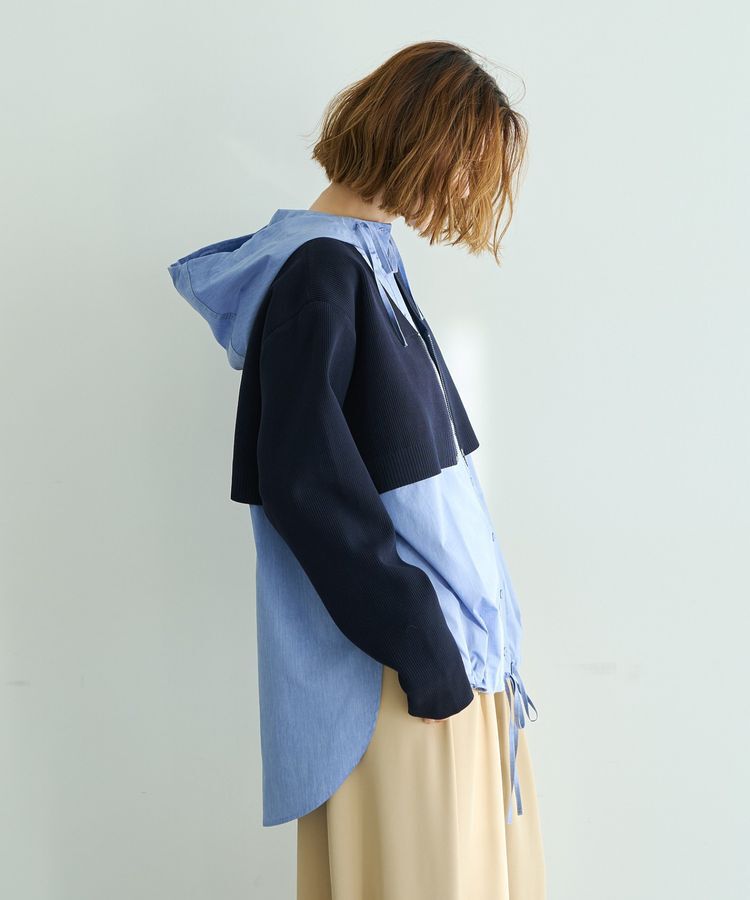 Editt by YECCA VECCA「ZIPニットレイヤードフーディーシャツ」|シャツ・ブラウス|