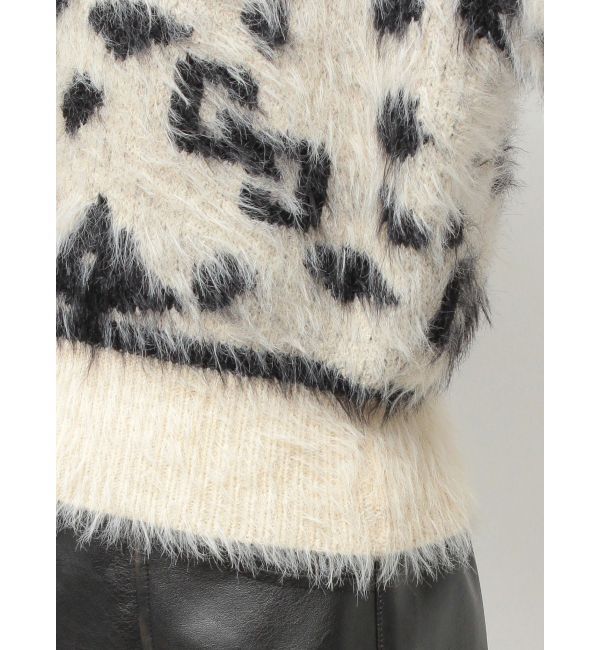 GYDA「GG Leopardシャギーショートニットトップス」|ニット・セーター|