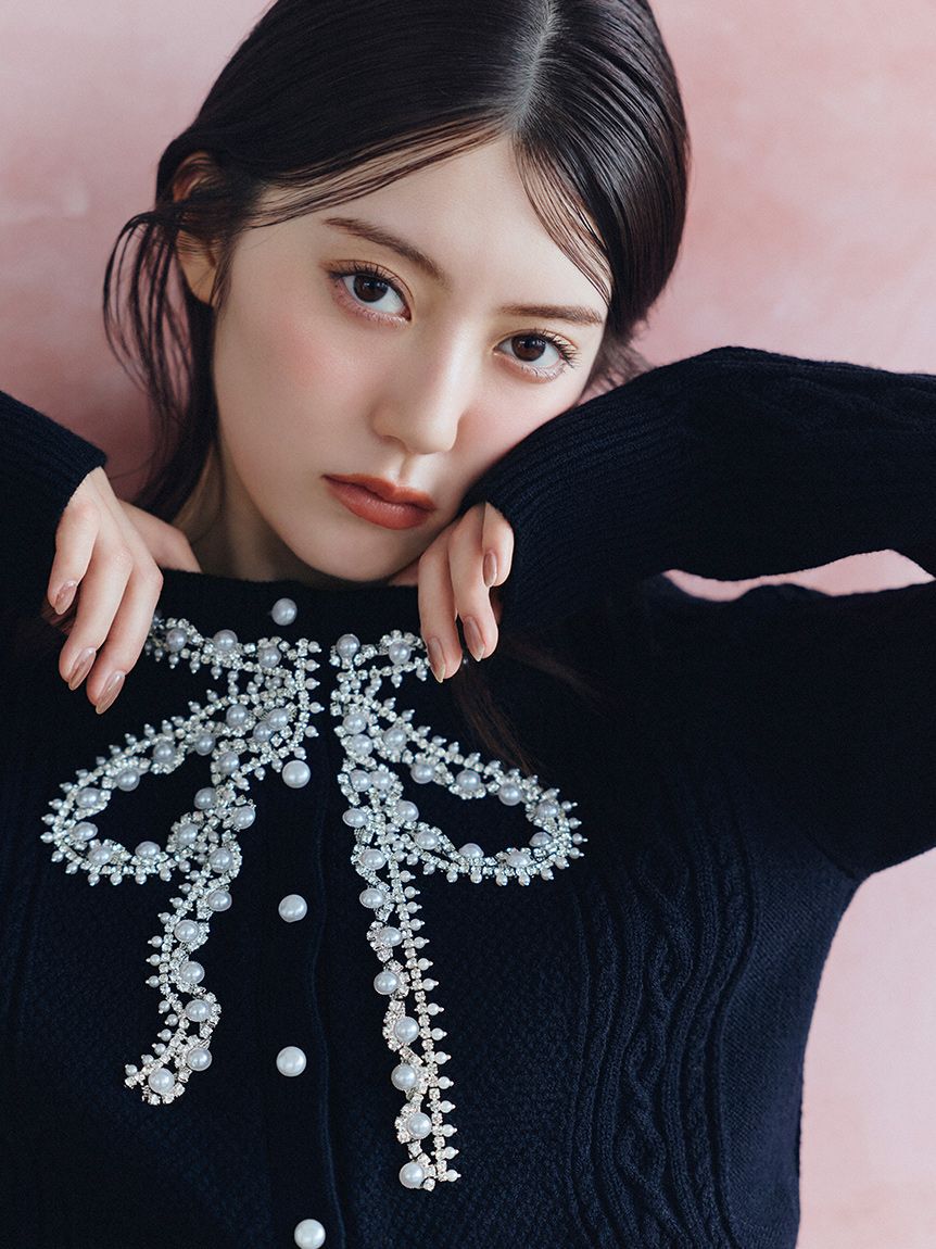 SNIDEL「【WARM】ビジューニットプルオーバー」|ニット・セーター|BLK